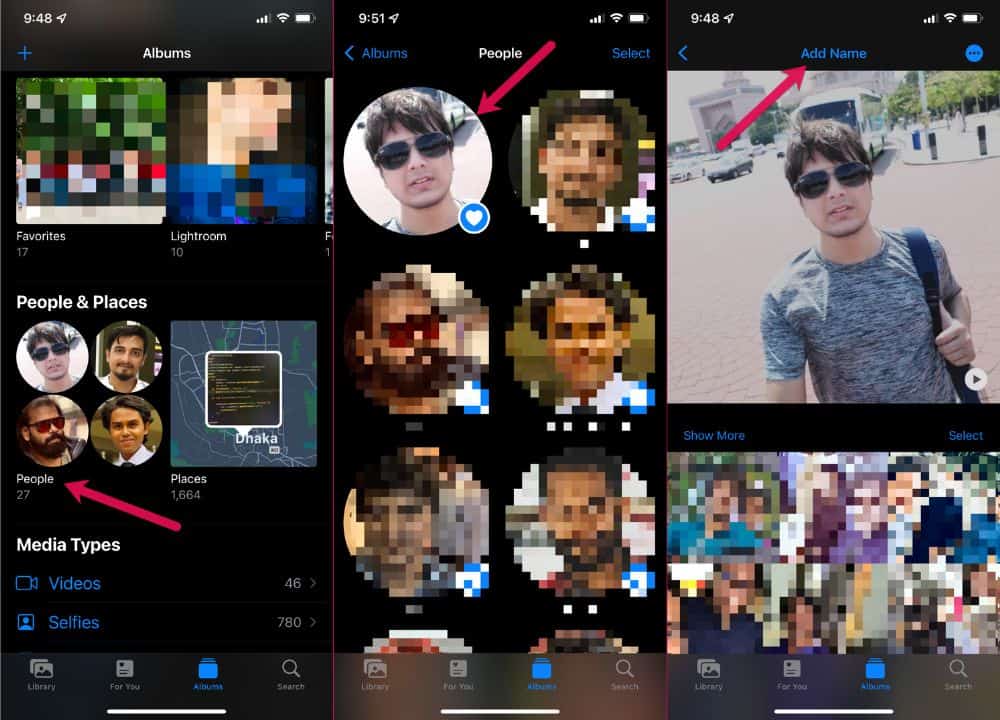 adding name people face ios photos