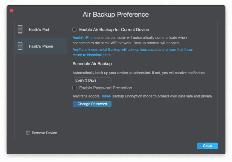 Airbackup Preference AnyTrans