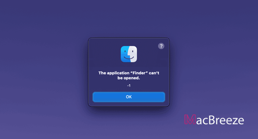 the application Finder can't be opened -1 screenshot