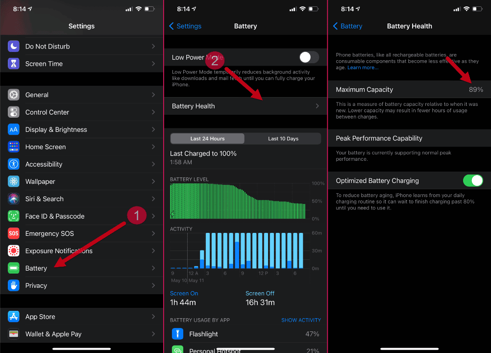 check iphone battery health